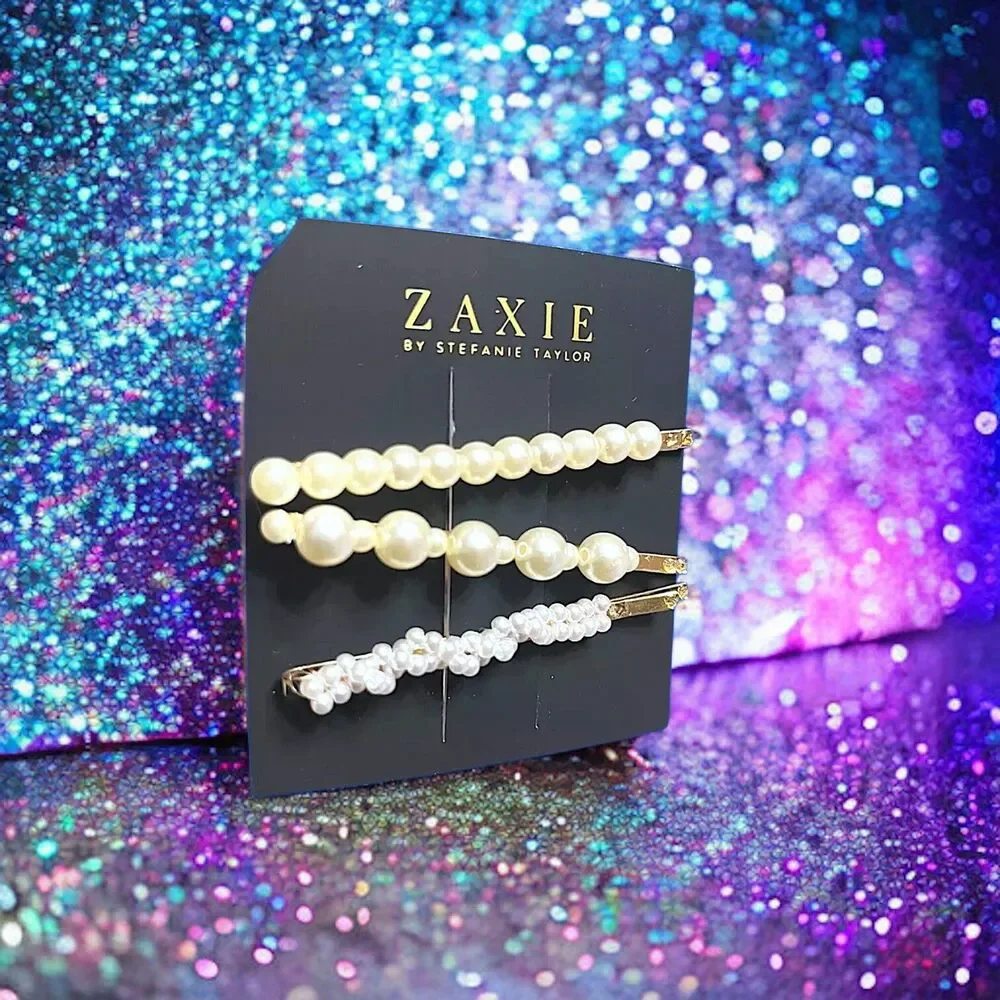ZAXIE by Stefanie Taylor Pearl Hair Clips Brand New With Tags